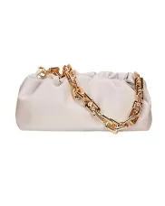 Dina Leather Clutch Chain Bag White