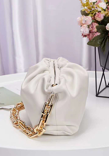 Dina Leather Clutch Chain Bag White