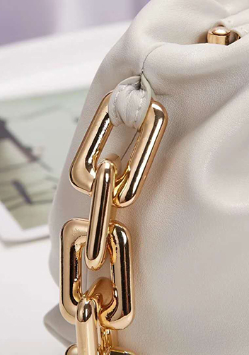 Dina Leather Clutch Chain Bag White