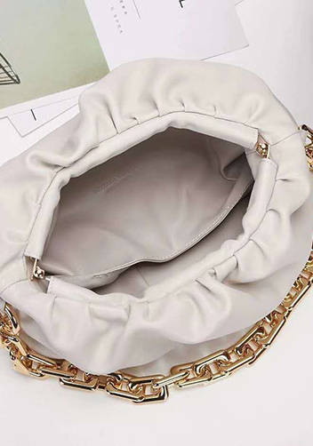Dina Leather Clutch Chain Bag White