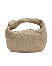 Dina Small Knotted Intrecciato Leather Tote Light Beige