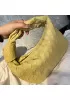 Dina Small Knotted Intrecciato Leather Tote Yellow
