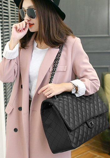 Adele Vegan Leather Large Bag Black