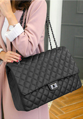 Adele Vegan Leather Large Bag Black