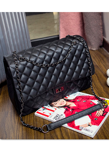 Adele Vegan Leather Large Bag Black