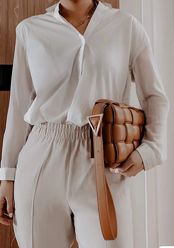 Mia Plaid Square Leather Shoulder Bag Brown