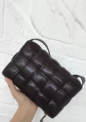 Mia Plaid Square Leather Shoulder Bag Choco