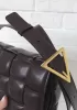 Mia Plaid Square Leather Shoulder Bag Choco