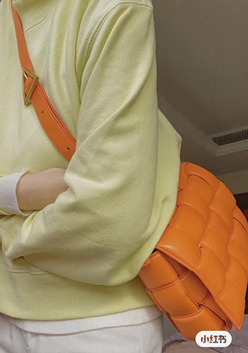 Mia Plaid Square Leather Shoulder Bag Orange