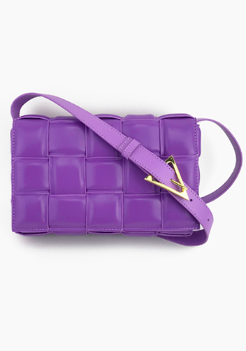 Mia Plaid Square Leather Shoulder Bag Purple
