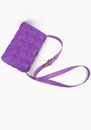 Mia Plaid Square Leather Shoulder Bag Purple