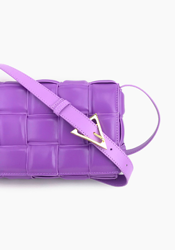 Mia Plaid Square Leather Shoulder Bag Purple
