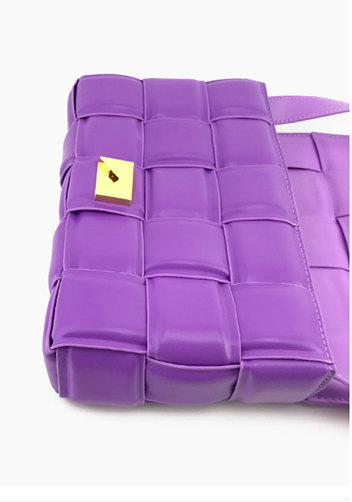 Mia Plaid Square Leather Shoulder Bag Purple