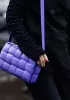 Mia Plaid Square Leather Shoulder Bag Purple
