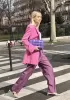 Mia Plaid Square Leather Shoulder Bag Purple