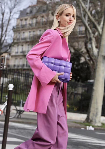 Mia Plaid Square Leather Shoulder Bag Purple