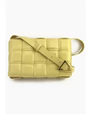 Mia Plaid Square Leather Shoulder Bag Yellow