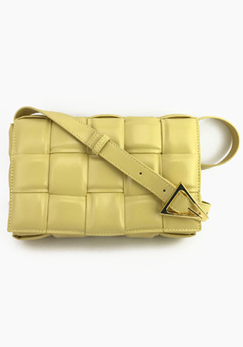 Mia Plaid Square Leather Shoulder Bag Yellow
