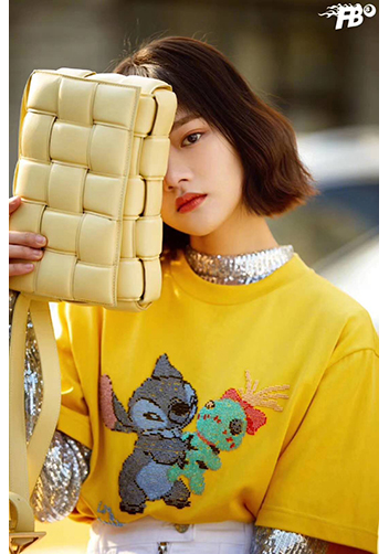 Mia Plaid Square Leather Shoulder Bag Yellow