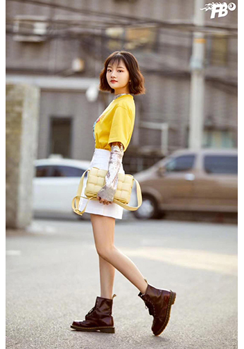 Mia Plaid Square Leather Shoulder Bag Yellow