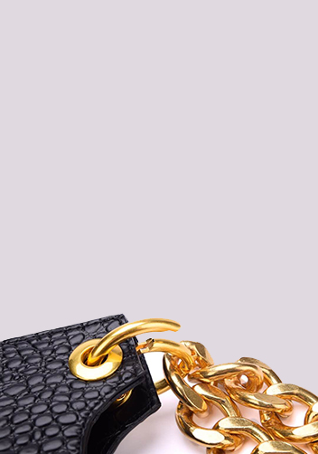 Mariana Croc Leather Shoulder Bag Black