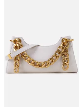 Mariana Smooth Leather Shoulder Bag White