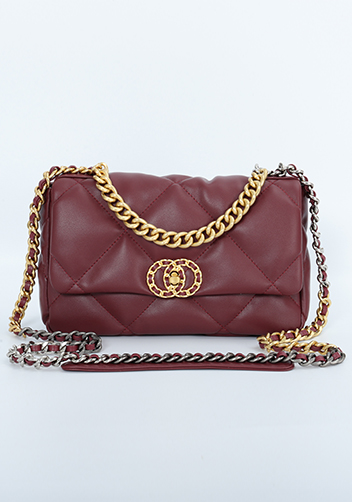 Adele Flap Small Bag Circle Hardware Burgundy