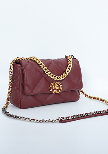 Adele Flap Small Bag Circle Hardware Burgundy