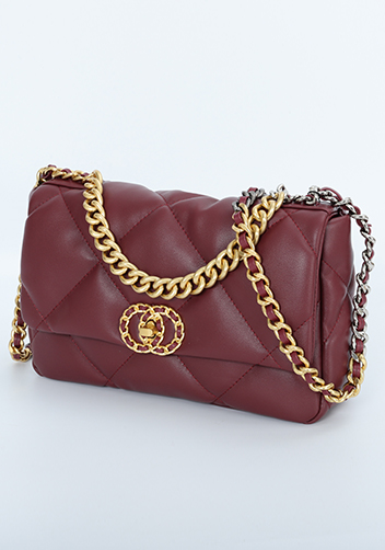 Adele Flap Small Bag Circle Hardware Burgundy