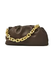 Dina Leather Clutch Chain Bag Choco
