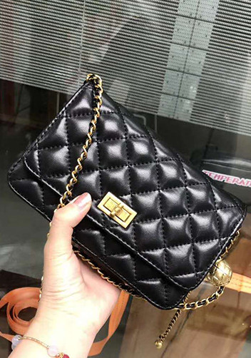 Adeline Leather Bag With Adjusting Ball Black