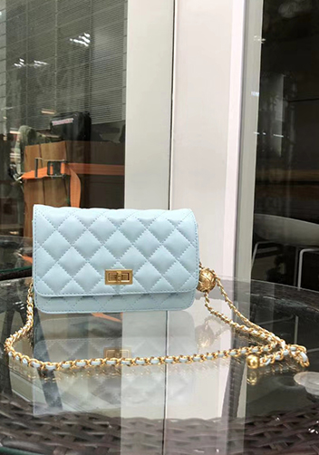 Adeline Leather Bag With Adjusting Ball Blue