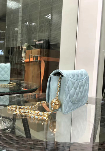 Adeline Leather Bag With Adjusting Ball Blue