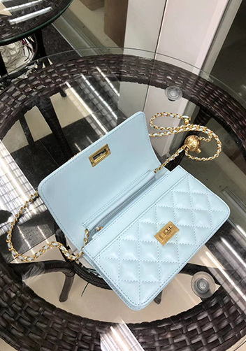 Adeline Leather Bag With Adjusting Ball Blue
