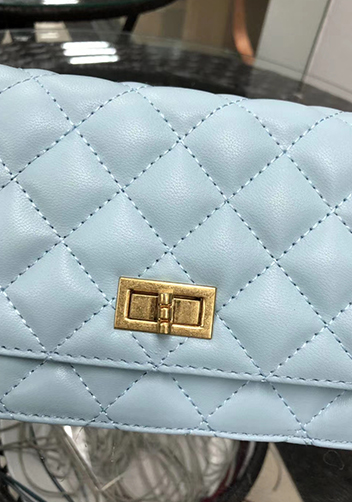 Adeline Leather Bag With Adjusting Ball Blue