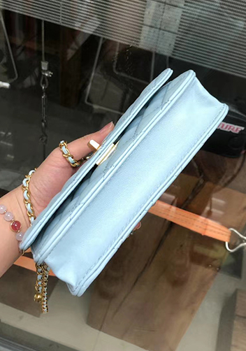 Adeline Leather Bag With Adjusting Ball Blue