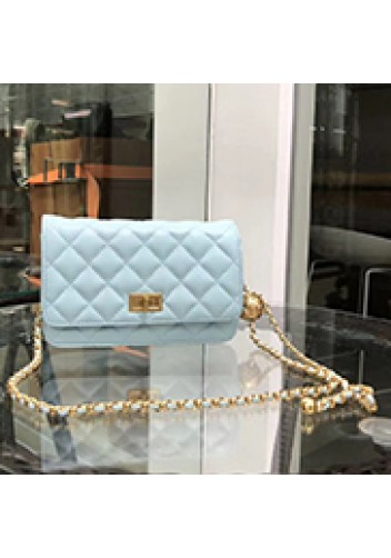 Adeline Leather Bag With Adjusting Ball Blue