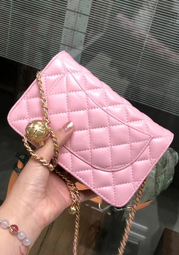 Adeline Leather Bag With Adjusting Ball Pink