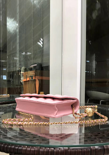 Adeline Leather Bag With Adjusting Ball Pink