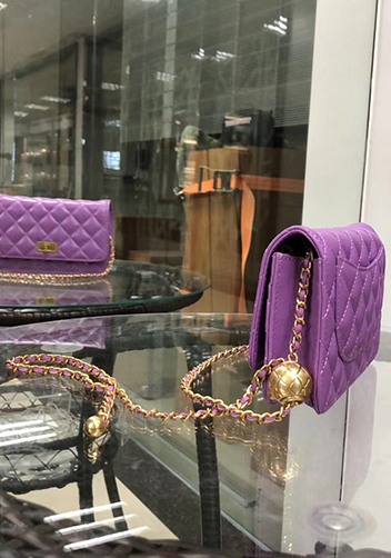 Adeline Leather Bag With Adjusting Ball Purple