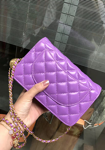 Adeline Leather Bag With Adjusting Ball Purple