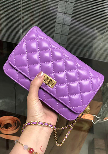 Adeline Leather Bag With Adjusting Ball Purple