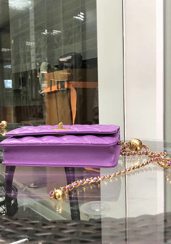 Adeline Leather Bag With Adjusting Ball Purple