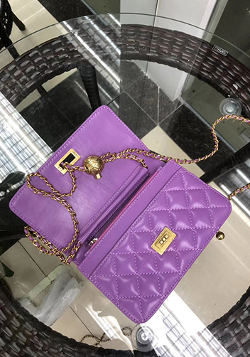 Adeline Leather Bag With Adjusting Ball Purple
