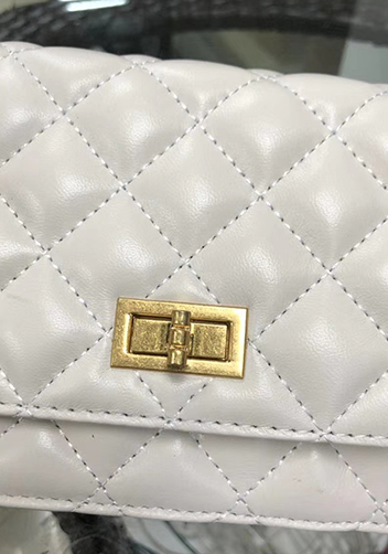 Adeline Leather Bag With Adjusting Ball White