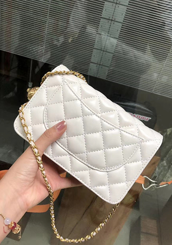 Adeline Leather Bag With Adjusting Ball White