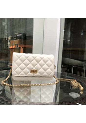 Adeline Leather Bag With Adjusting Ball White