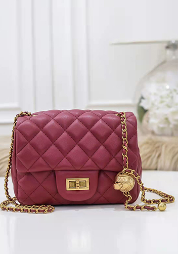 Adele Flap Mini Bag With Adjusting Ball Burgundy