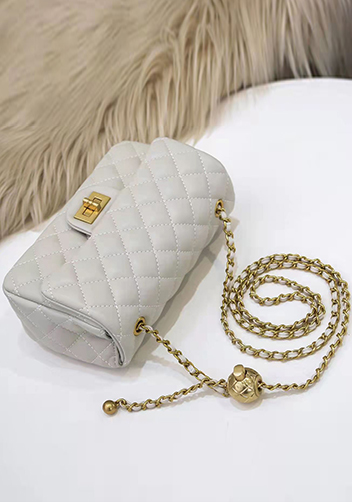 Adele Flap Small Bag With Adjusting Ball White