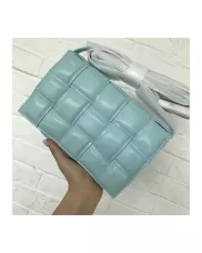 Mia Plaid Square Leather Medium Shoulder Bag Blue